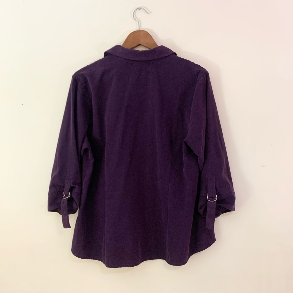 Dress Barn Woman Suede Button Down Shirt • Purple Blouse 14W 16W EUC OBO - Picture 7 of 11